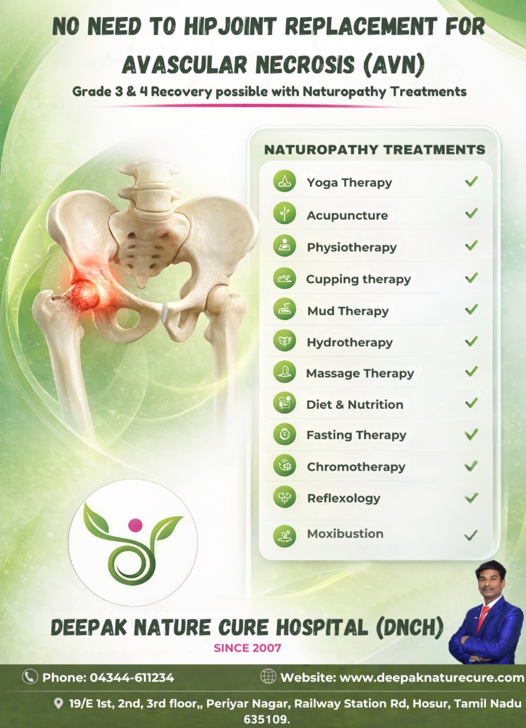 Avascular Necrosis Treatment Without Surgery | Natural Healing at Deepak Nature Cure Hospital